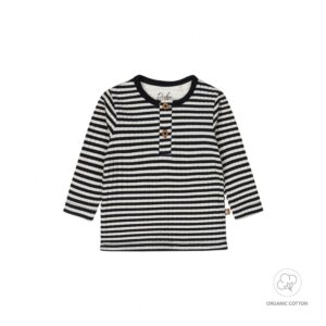 Dirkje jongens bio baby longsleeve donkerblauw gestreept