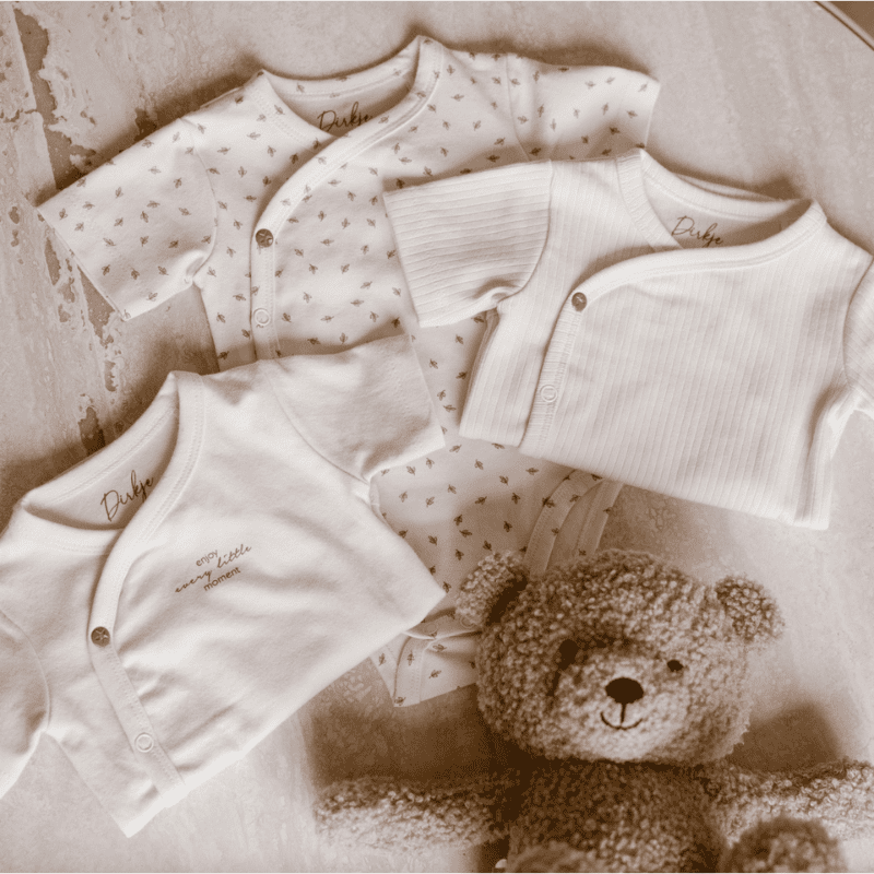 Dirkje unisex baby bio overslagromper 3 stuks off white dirkje unisex