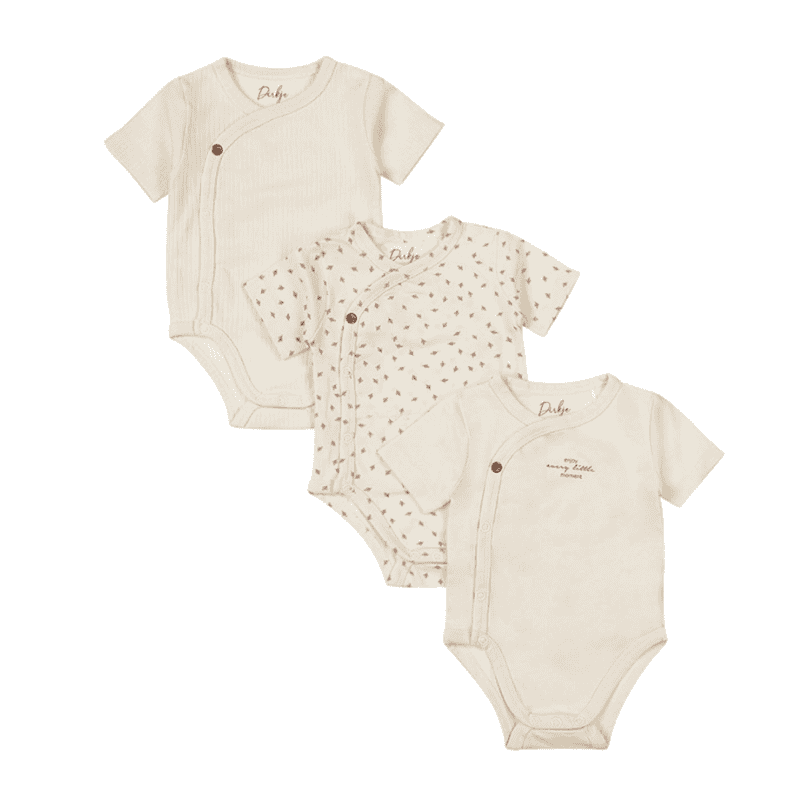 Dirkje unisex baby bio overslagromper 3 stuks off white dirkje unisex