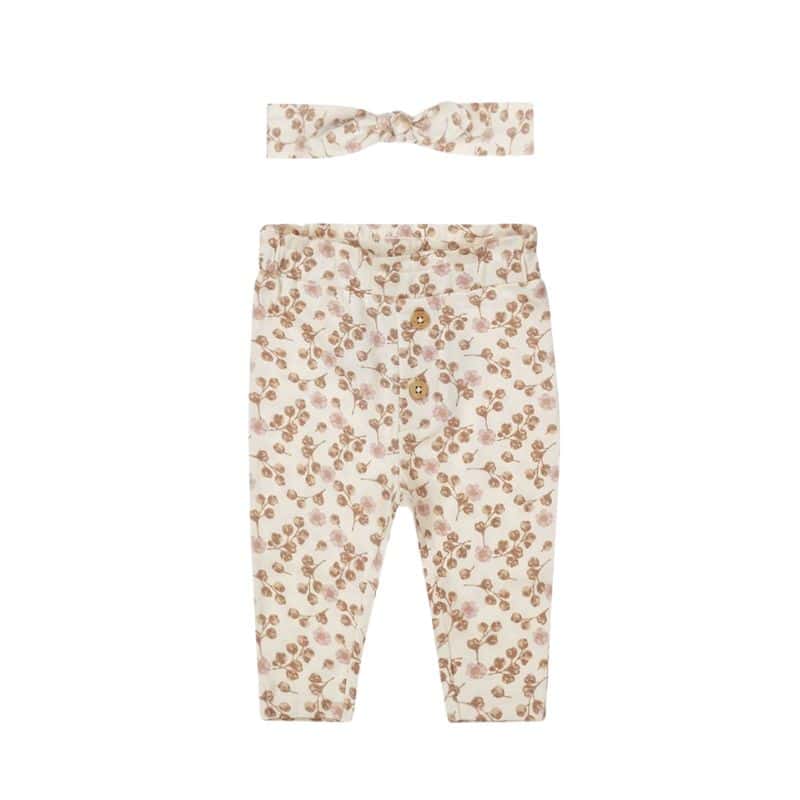 baby broekje off white met bloemetjes baby broekje