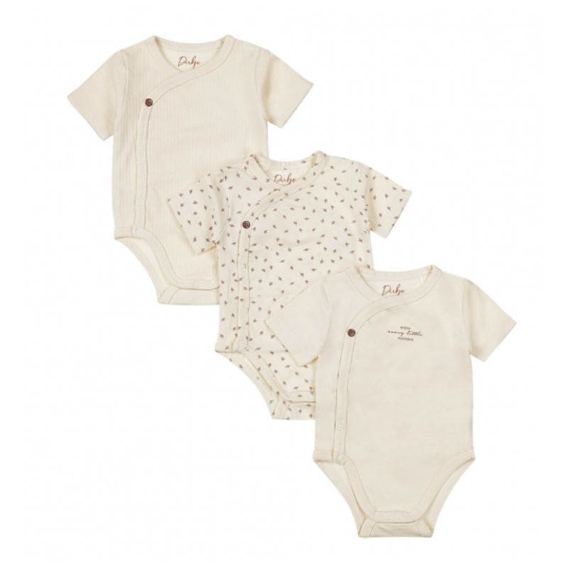 Baby overslagromperset Dirkje unisex 3 stuks off white baby overslagromperset